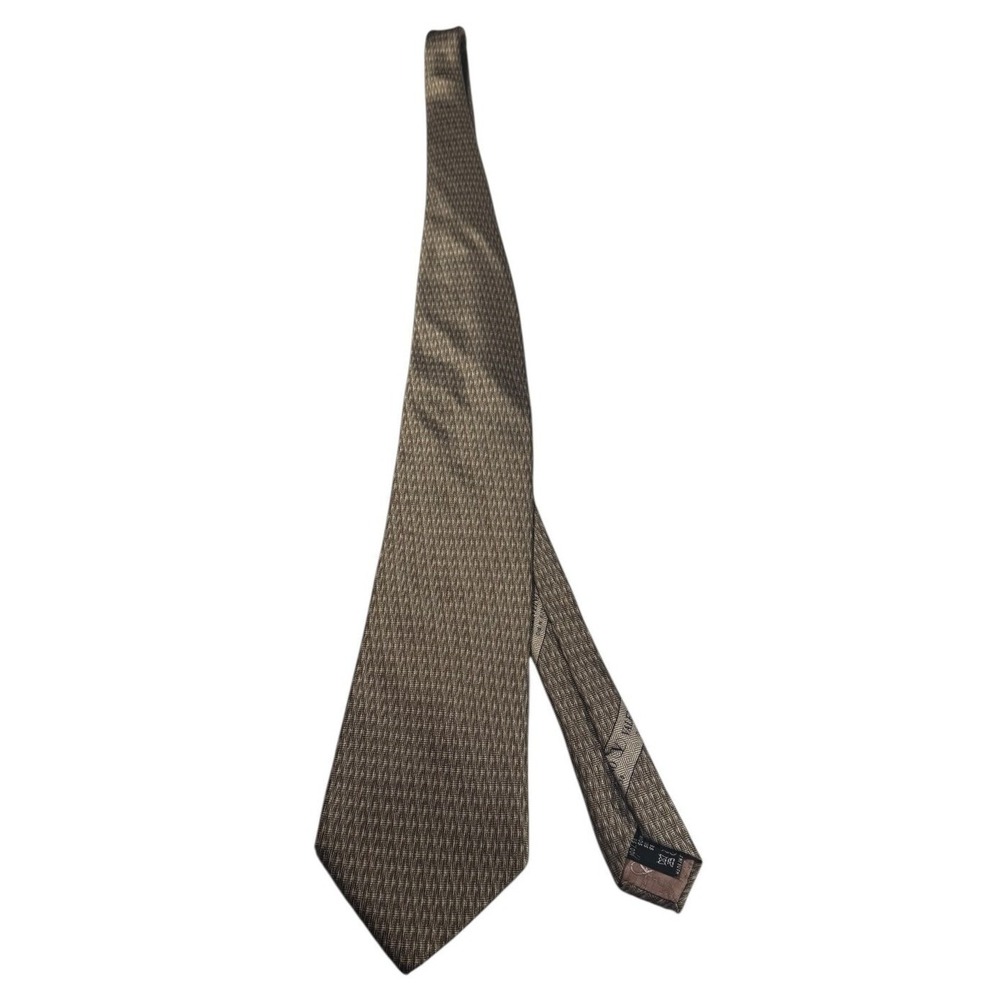 Valentino Cravatte 100% Silk Tie - Bronze/Brown Geometric - Italy